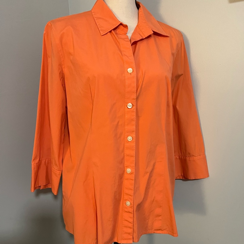 Orange Button-Up Women's Top